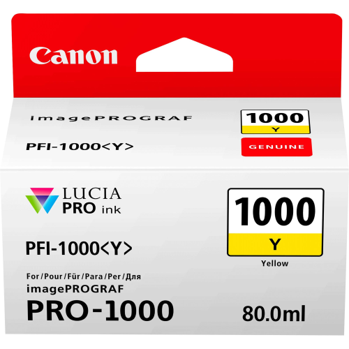 Canon PFI-1000 Y - 80 ml - giallo - originale - serbatoio inchiostro - per imagePROGRAF PRO-1000